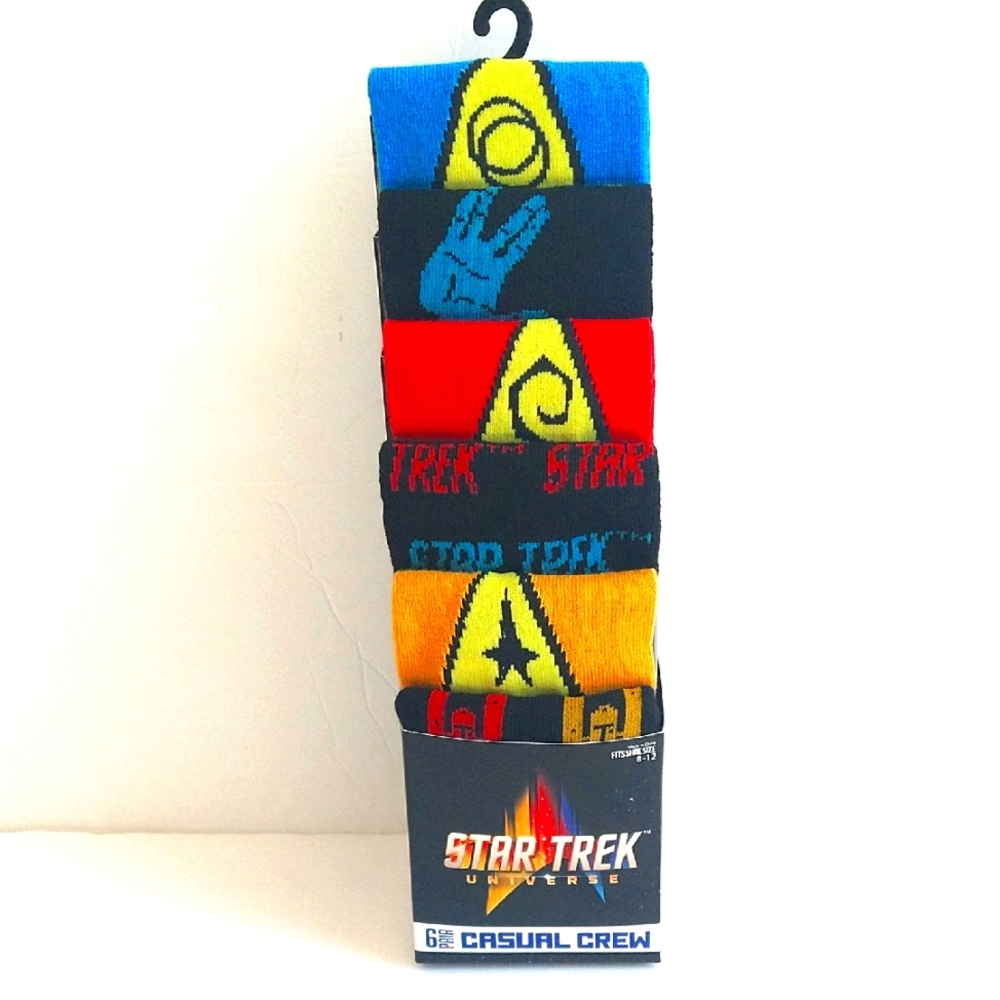 NWT Men's Box Set 6 Pairs of Star Trek Universe Casual Crew Socks Size 8-12